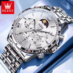 Moonphase Chrono Pro 7-Series - Moonphase Chronograph Quartz Watch for Men – Stainless Steel, Multifunction & Waterproof