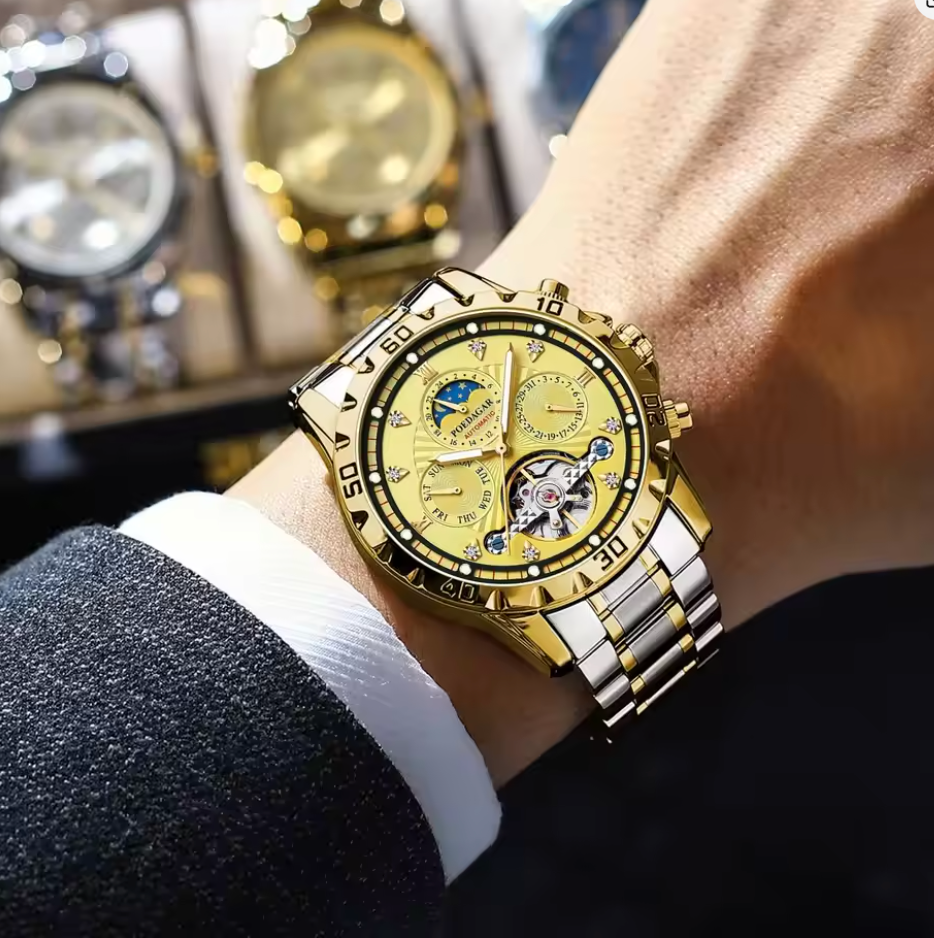 Titan Chrono X - CylaLuxe Luxury Men's Chronograph Watch Gold & Silver