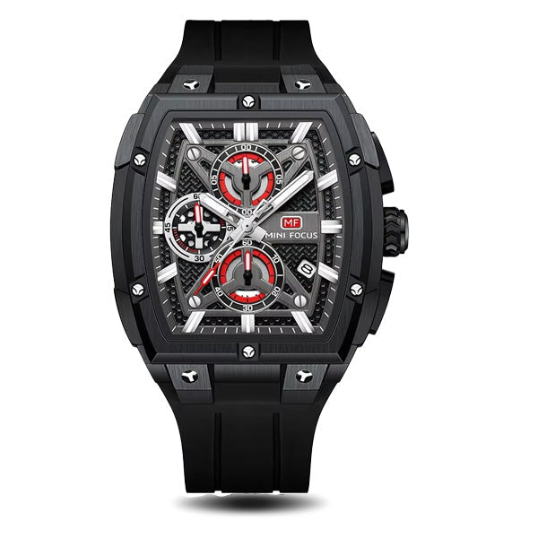 MINI FOCUS Sports Watches for Men Waterproof Chronograph Quartz Wristwatch with Silicone Strap