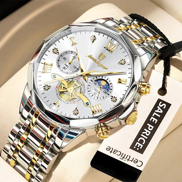 Luminous Chronograph Wristwatch Stainless Steel Quartz For Men