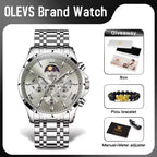 Moonphase Chrono Pro 7-Series - Moonphase Chronograph Quartz Watch for Men – Stainless Steel, Multifunction & Waterproof
